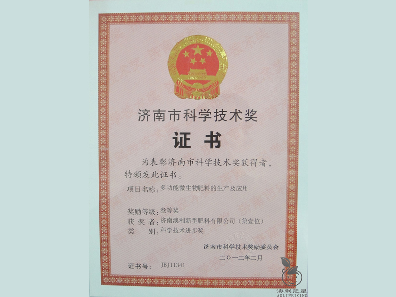 济南科技进步三等奖
