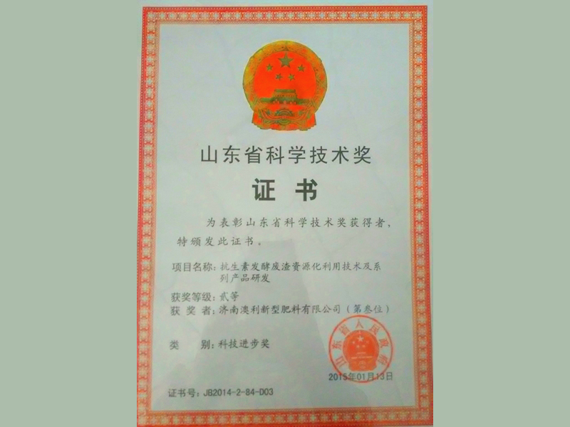 省科技进步二等奖